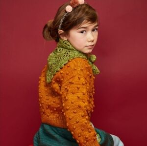 nwot misha and puff green crochet scarf